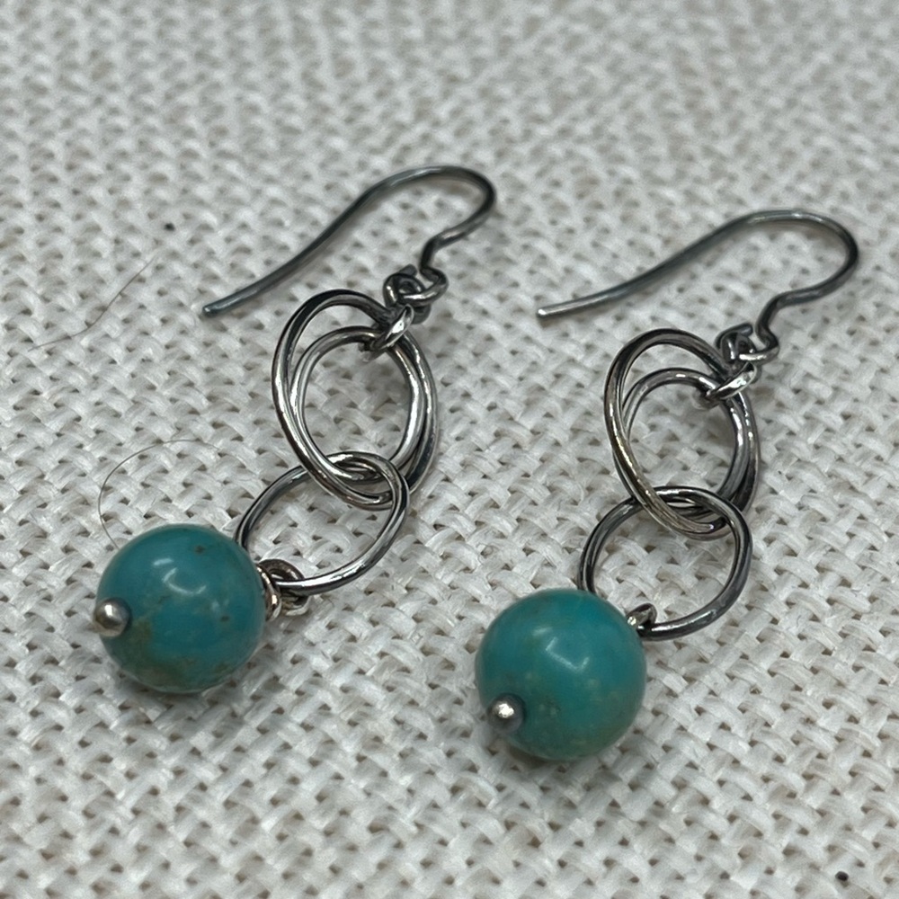 Vintage Whitney Kelly Sterling Silver Earrings with Turquoise Beads - Picture 3 of 16